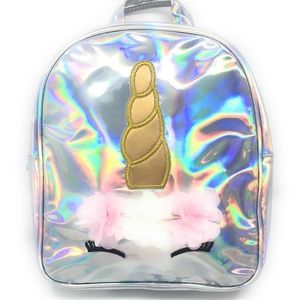 Unicorn Mini Backpack Purse: Holographic Silver